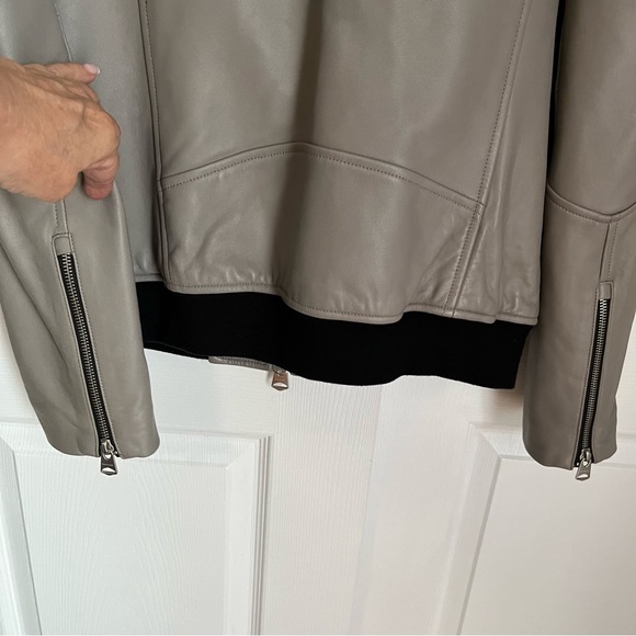 ⭐️HP⭐️MACKAGE GREY LAMBSKIN LEATHER BOMBER JACKET - Picture 6 of 16